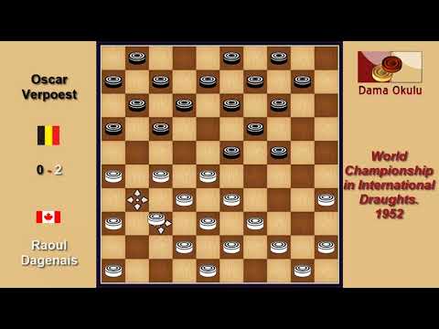 Raoul Dagenais (CAN) - Oscar Verpoest (BEL). Draughts World Championship. 1952.