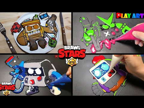 Brawl stars 8-bit in various styles Pancake art, Pancake art challenge, Diy How to make pancake art