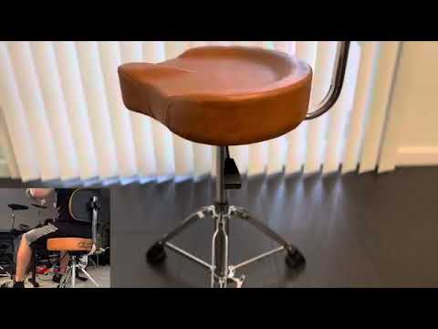 Augioth Drum Throne with Backrest Padded Hydraulic Drum Chair Height Adjustable Drum Stool with Stable Bass Comfortable Memory Foam Drum Seat for Adult Drummers Guitar Players Light Brown image 10