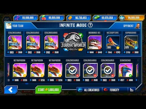 CERAZINOSAURUS vs ALL DINOSAURS - JURASSIC WORLD THE GAME