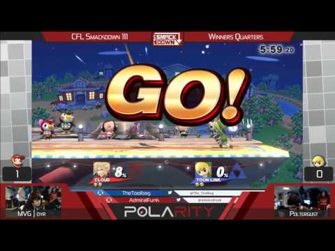 CFL Smackdown 111 WiiU - MVG Dyr (Diddy Kong, Cloud) vs Poltergust (Toon Link) - Winners Quarters