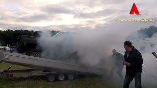 preview picture of video 'Crazy Burnout on Trailer - US Car Treffen Zeven 2012'