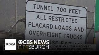 Over-height truck strikes top of Fort Pitt Tunnel
