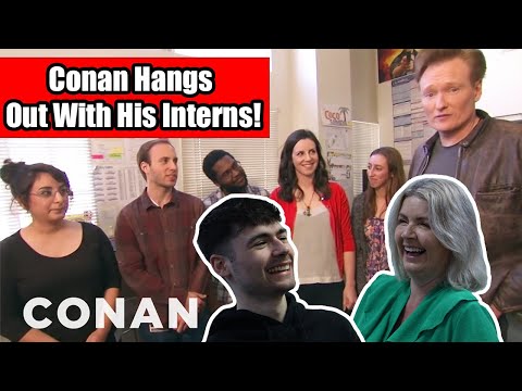 BRITISH FAMILY REACTS! Conan Hangs Out With His Interns!