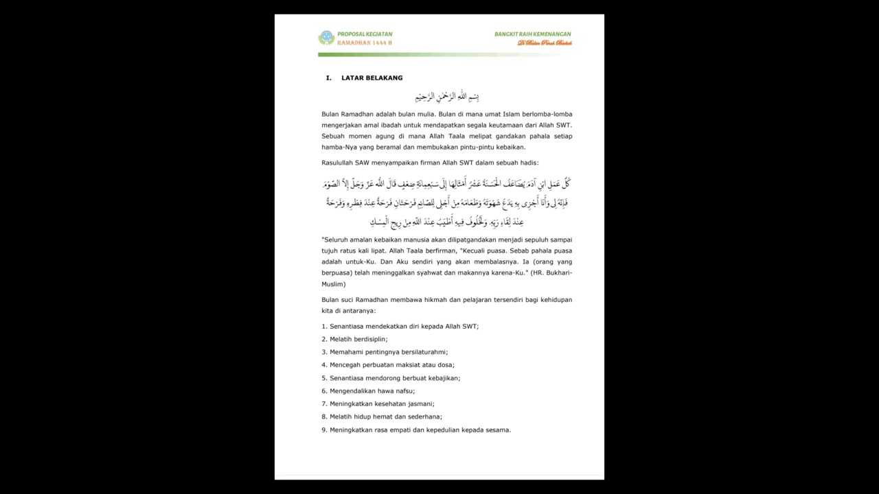 Proposal Ramadhan 1444 H