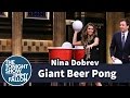 Giant Beer Pong with NINA DOBREV - YouTube