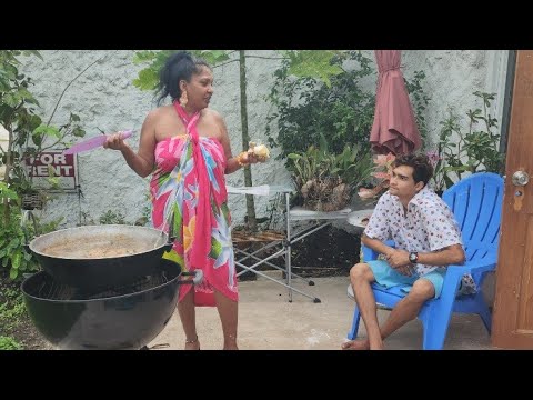 My son's favorite Guyanese Dish, Fireside Chicken Cookup Rice Recipe teaching moments Ban Karilla 💃 