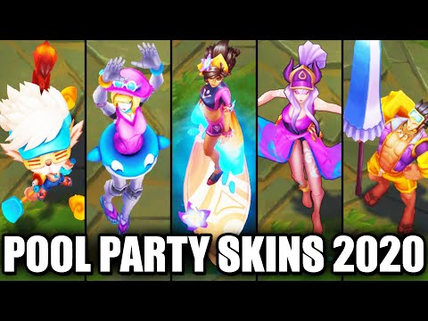 All New 2020 Pool Party Skins Spotlight Syndra, Taliyah, Orianna, Heimerdinger, Jarvan IV - LoL