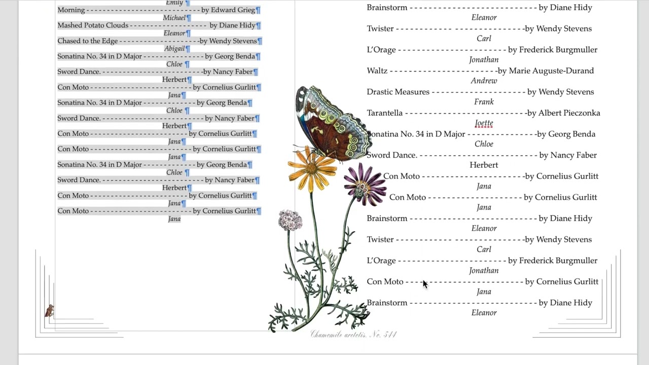 How many students Can You Fit on the Flower Etching Recital Program?
