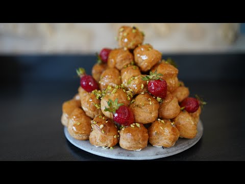 SUPER PIECE MONTEE maison avec CHOUX CREME PÂTISSIÈRE et caramel