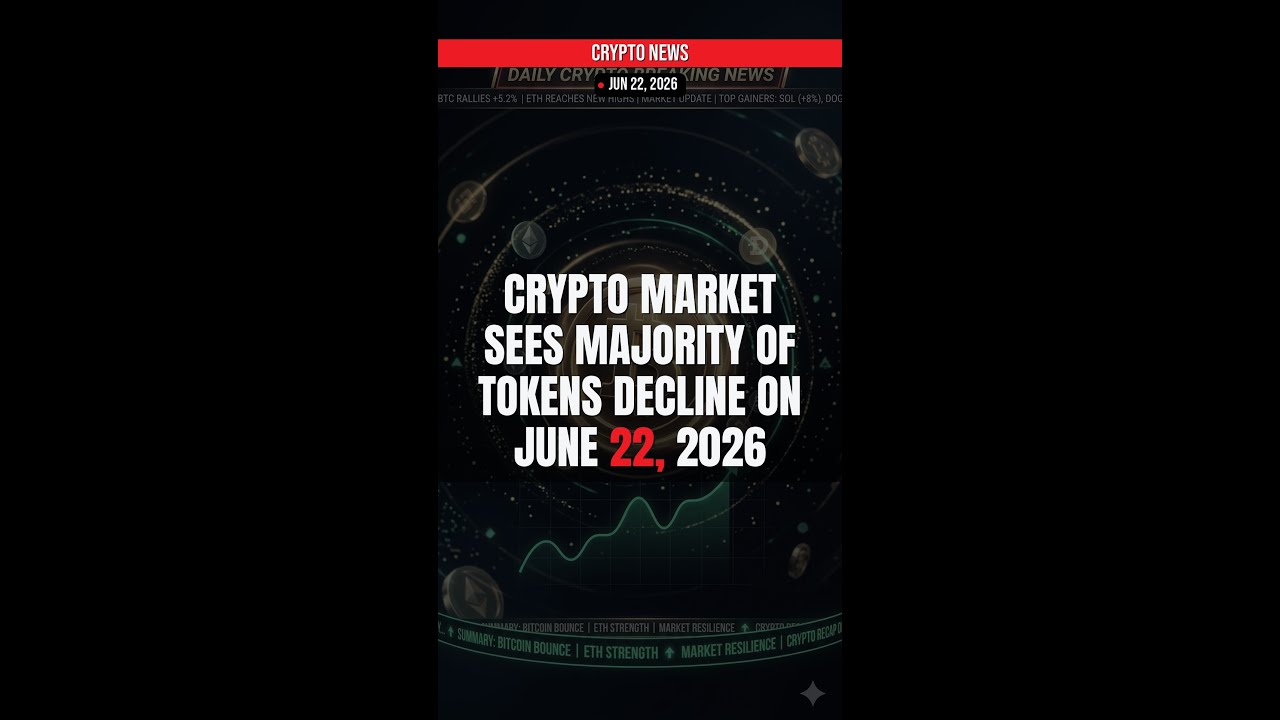BREAKING: Crypto Market Sees Majority of Tokens Decline on J — Crypto News Jun 22, 2026