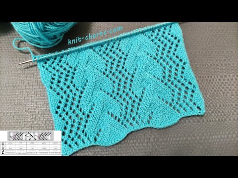 Leaves Knit Stitch 84 | Blattmuster stricken | Punto hojas a dos agujas | Punto foglie ai ferri