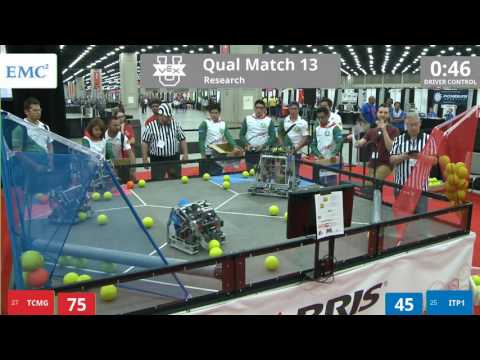 VEX Worlds 2016 - VEX U - Research - Qual 13 (TCMG) 206 vs 109 (ITP1)