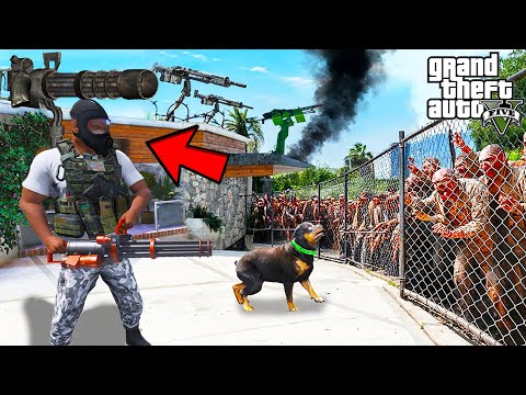 Franklin Defending His House from Zombies in GTA 5 | SHINCHAN and CHOP