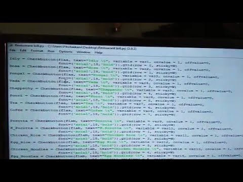 Restaurant Bill Generator Python
