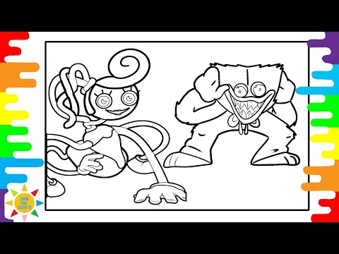 Mommy Long Legs vs Huggy Wuggy Coloring Page | Poppy Playtime 2 Coloring Page | Disfigure - Hollah!