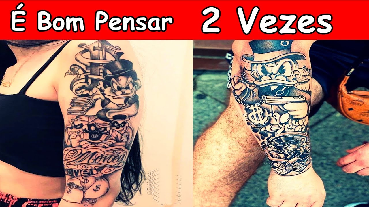 Tatuagem de Tio Patinhas, No Braço, Na Mão e Na Perna, Tatto do Tio Patinhas