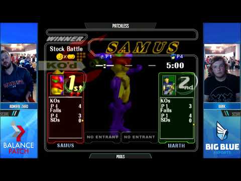 Patchless SSBM - Admiral Zhao (Samus) vs. Bank (Marth) - Melee Pools
