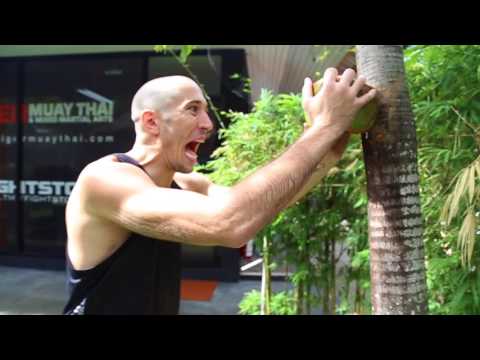 Dave Leduc Breaks Open a Coconut with a Headbutt