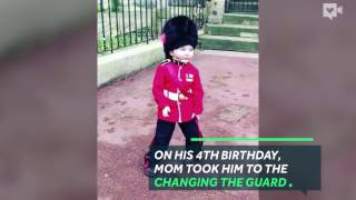 Queen's guards break formation for little boy