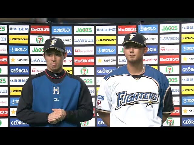 ファイターズ・吉川投手・中田選手ヒーローインタビュー 2015/4/15 F-M