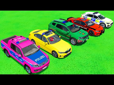 VOLKSWAGEN, BMW, DACIA, DODGE, AUDI POLICE CARS TRANSPORTING WITH MAN TRUCKS! Farming Simulator 22