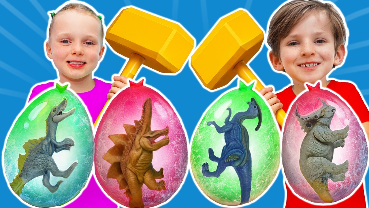 Kids Open Frozen Eggs and Find Amazing Dinosaurs!