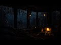 Fireplace Rain Sounds In A Wooden Cabin Night Ambience For Sleeping