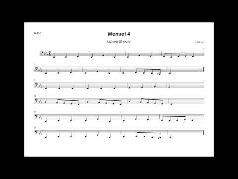 J S Bach Łatwe Utwory Menuet 4 tuba