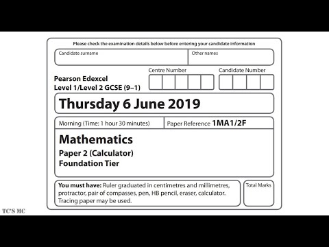 Edexcel GCSE Maths - June 2019 - Foundation Paper 2 - Explanation