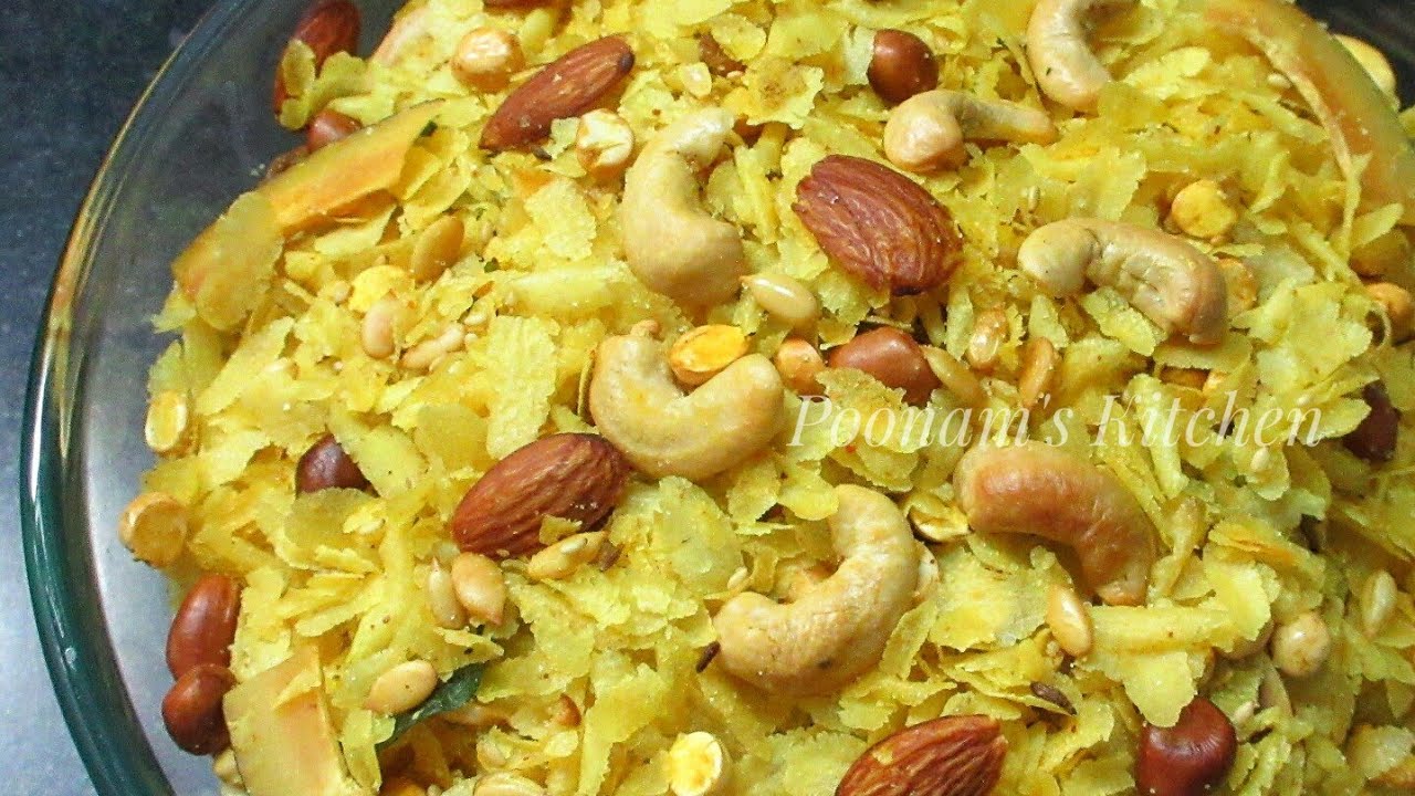 Roasted Poha Chivda Recipe - Diwali Special Snacks - Pohe Namkeen Recipe - Tea Time Snacks