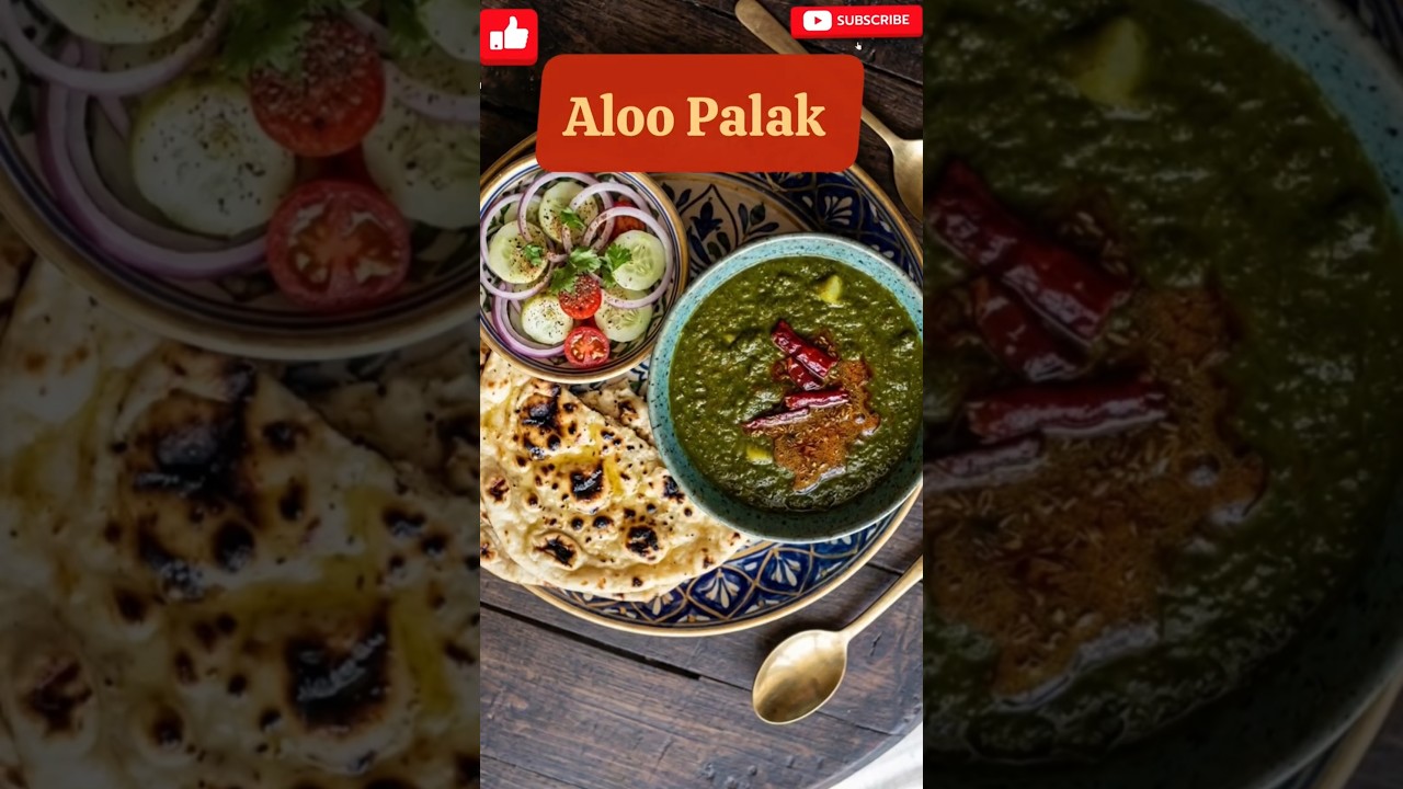 Aloo Palak Recipe 🌿 #cooking #indian #easy recipe #reels #foodie #lunch #yt shorts #healthy