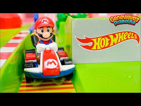Mario Kart Hotwheels Race Car Toy Learning Video for Kids!