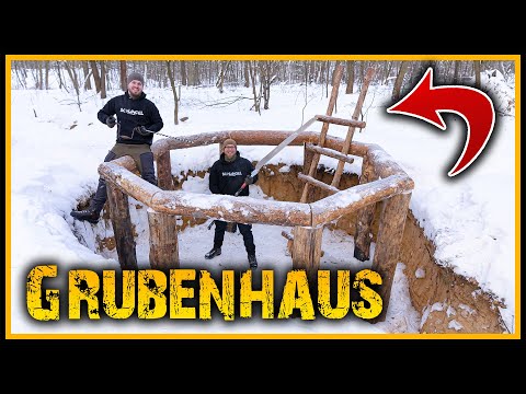 Grubenhaus - Arbeiten bei -10°C [E03] - Bushcraft Camp Shelter Survival