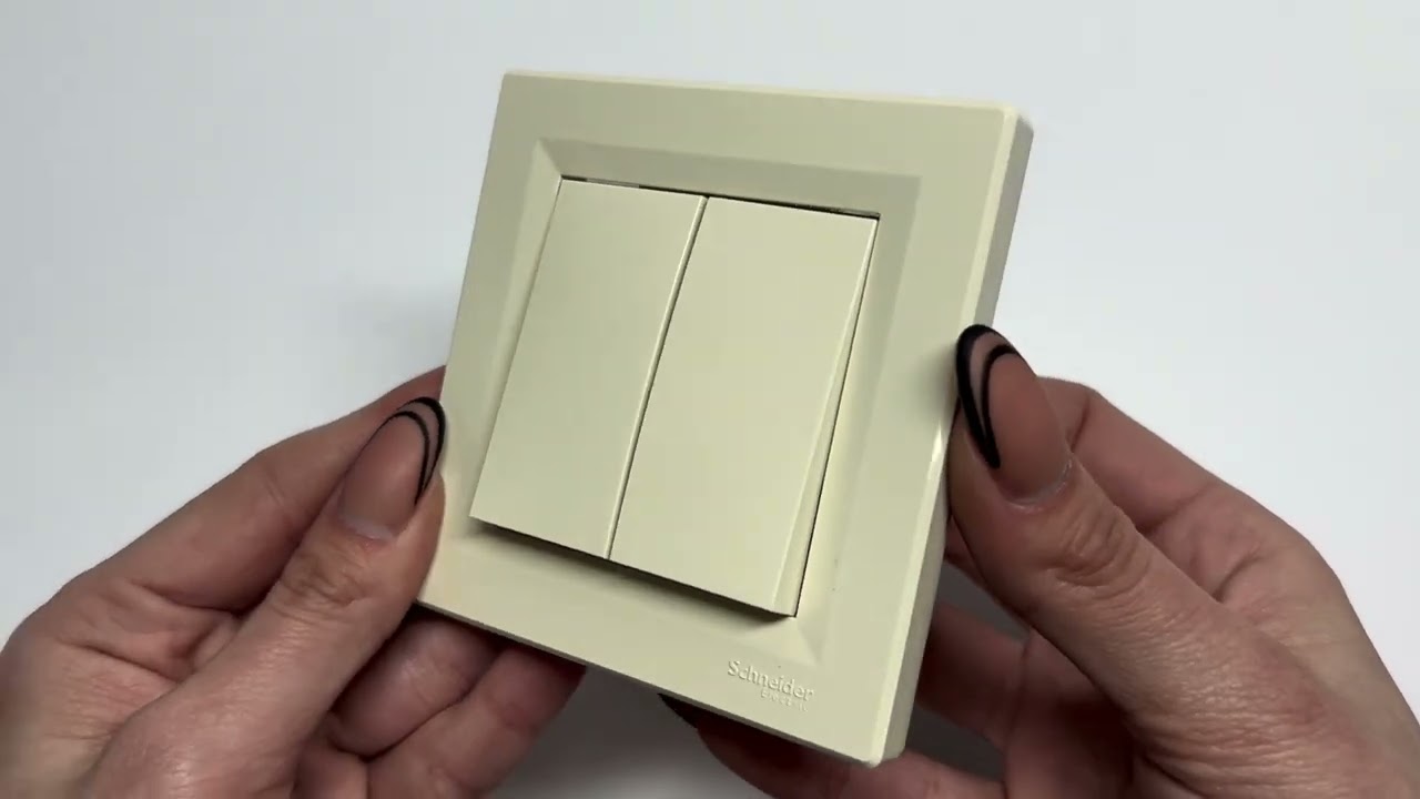 Выключатель двухклавишный SCHNEIDER Asfora крем с рамкой EPH0300123