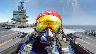 Life of a US Navy Pilot Working 24/7 on Aircraft Carrier in the Ocean