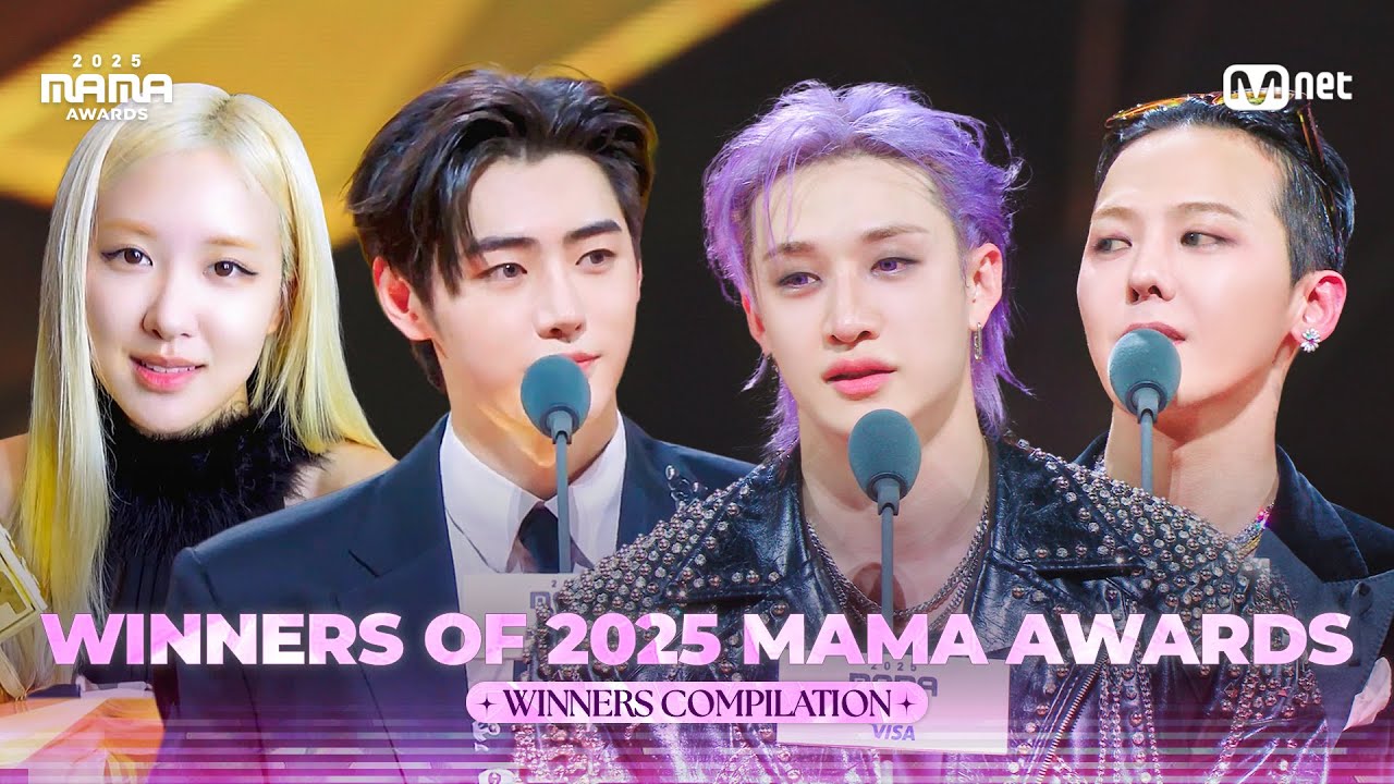 Winners accepting their awards at the 2025 MAMA Awards, from Mnet's official winners compilation