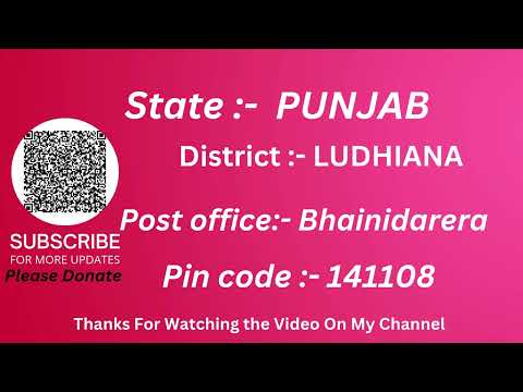 Punjab Ludhiana Bhainidarera Ka pin code 141108 / Ludhiana Bhainidarera ka post office