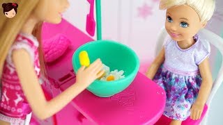Barbie Chelsea Bakes Her First Holiday Cookies - Pink Toy Oven for Kids!