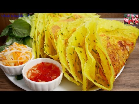 Bánh Xèo Giòn, Cách pha Bột để đổ Bánh Xèo Miền Nam rất giòn và không ngấm Dầu, Crepe by Vanh Khuyen
