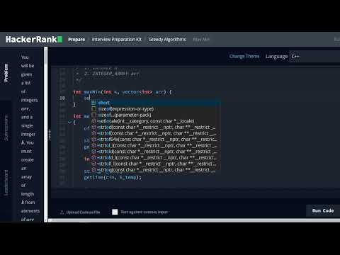 Hackerrank Interview Prep Max Min Greedy Algorithm Solution