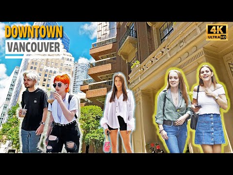 🇨🇦[4K]  WALK CANADA- Canada Place, Burrard St, Dunsmuir St., Downtown, Vancouver, BC.   June 2022.