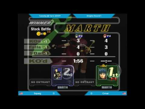 Tuesdays @ Taz's 3/21/17 - Squeg (Black Marth) vs Gmar (Red Marth)