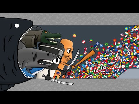 Escape From Italian Brainrot vs Bloop - Marble Race Countries in Algodoo