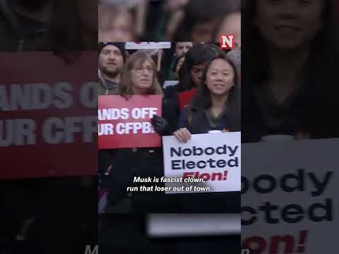 Pro-Consumer Financial Protest Bureau Protesters Slam Musk: 'Fork You, Elon'