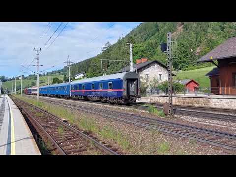 2024 - AT - ÖBB 1216 loco with Nightjet NJ 457 night train to Graz Hbf, passing Spital Am Semmering