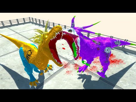 JOKER T-REX vs GOKU T-REX  DEATH RUN - Animal Revolt Battle Simulator