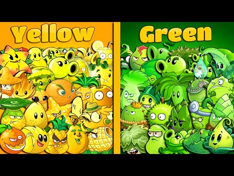 PvZ2 - Team GREEN vs YELLOW Plants - Who Will Win? Plant Vs Plant