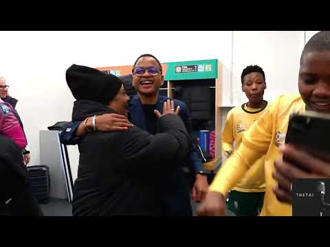 Banyana Banyana celebrate their win over Italy in their changeroom at the Women's World Cup