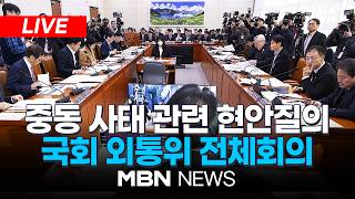 ????[LIVE] '중동전쟁·남북기본계획·李대통령 SNS' 관련 현안질의 / 국회 외교통일위원회 전체회의 | MBN NEWS